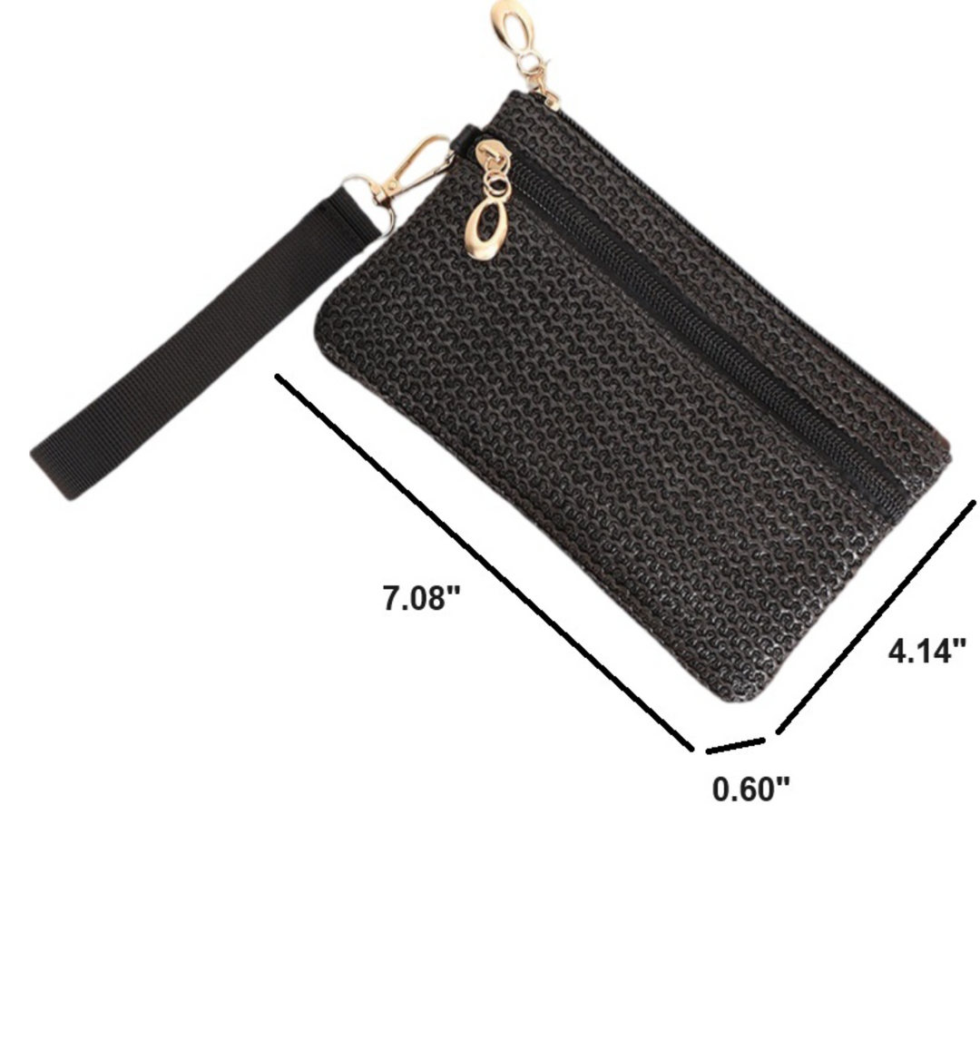 Boho Woven Black Wristlet