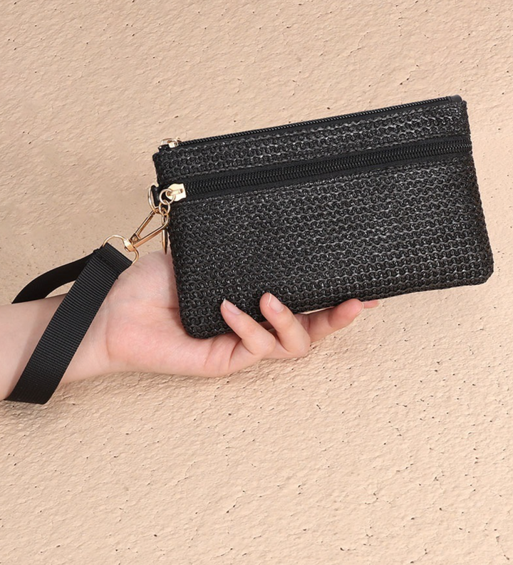 Boho Woven Black Wristlet