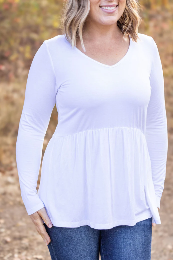 Michelle Mae - Long Sleeve Sarah Ruffle - White