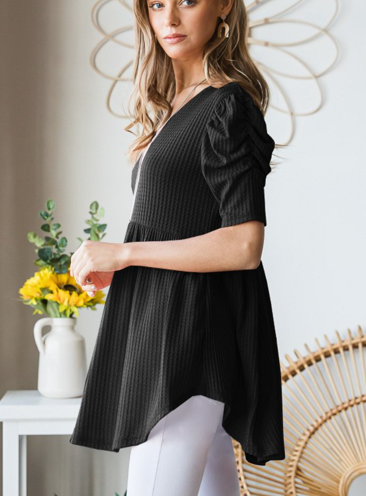 Heimish - Waffle Knit Baby Doll Top