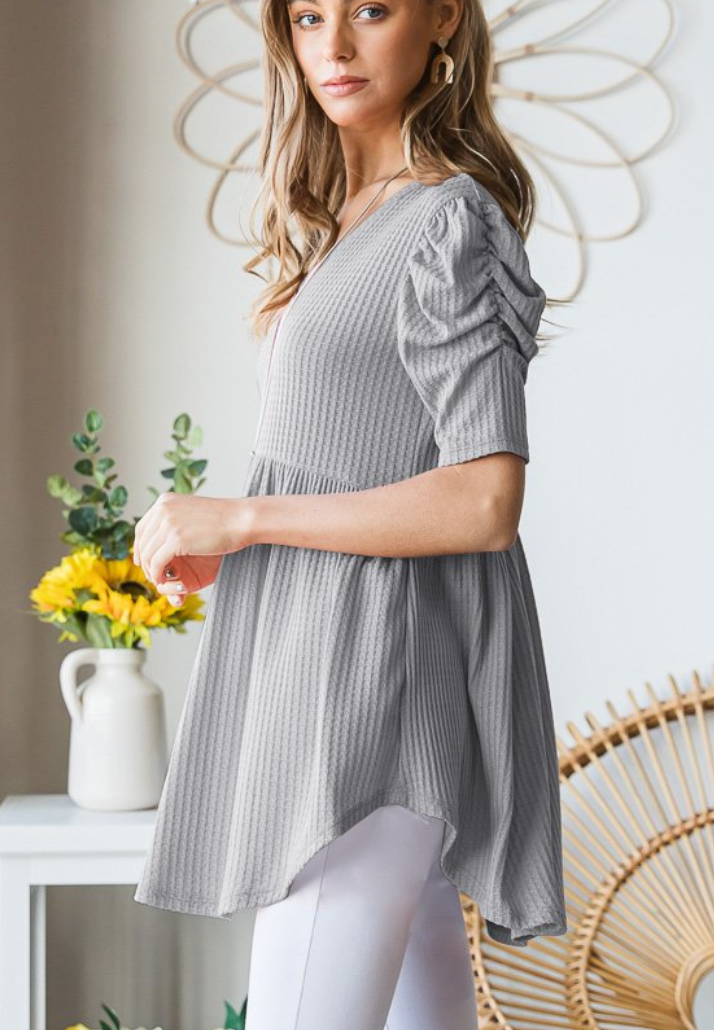 Heimish - Waffle Knit Baby Doll Top