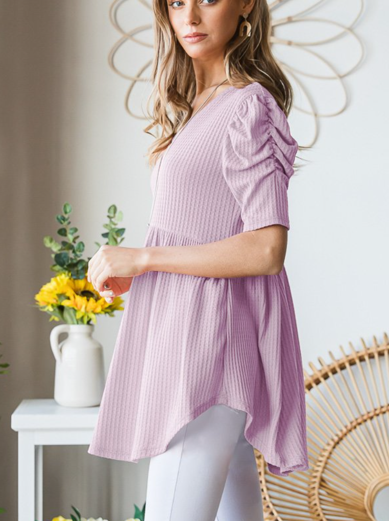 Heimish - Waffle Knit Baby Doll Top