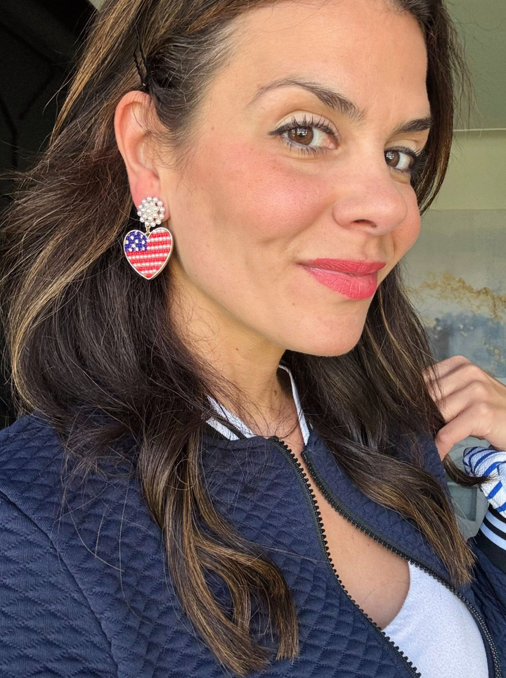 Stars Stripes & Sweet Summertime Dangling heart earrings