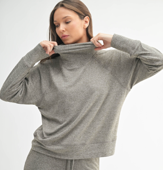 Mono B - Brushed Hacci Cowl Neck Pullover