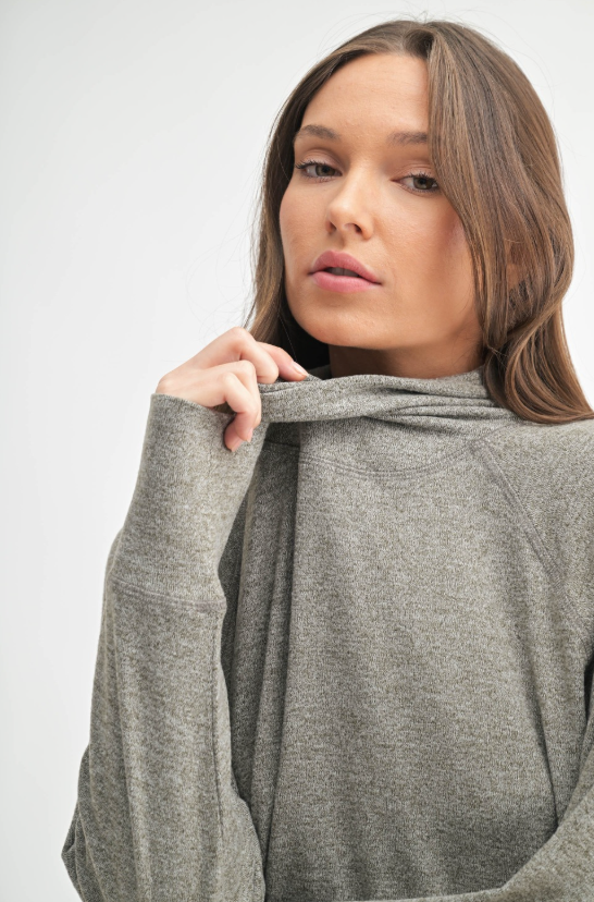 Mono B - Brushed Hacci Cowl Neck Pullover