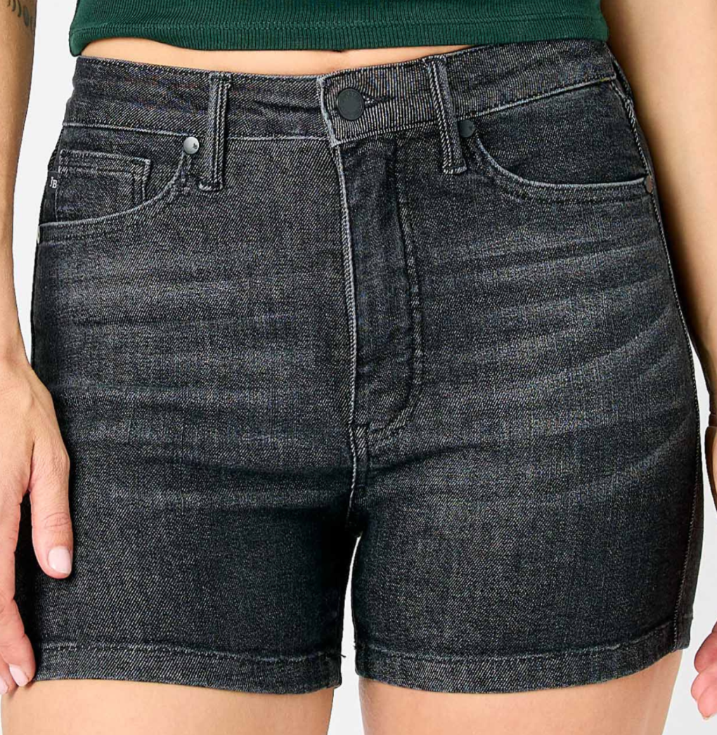 Judy Blue - High Waist Tummy Control Washed Black Shorts