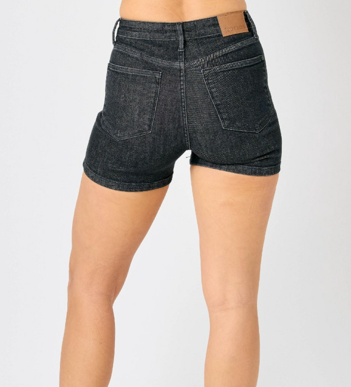 Judy Blue - High Waist Tummy Control Washed Black Shorts