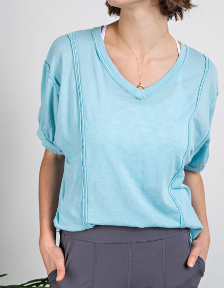Rae Mode - MINERAL WASHED PUFF SLEEVE TOP