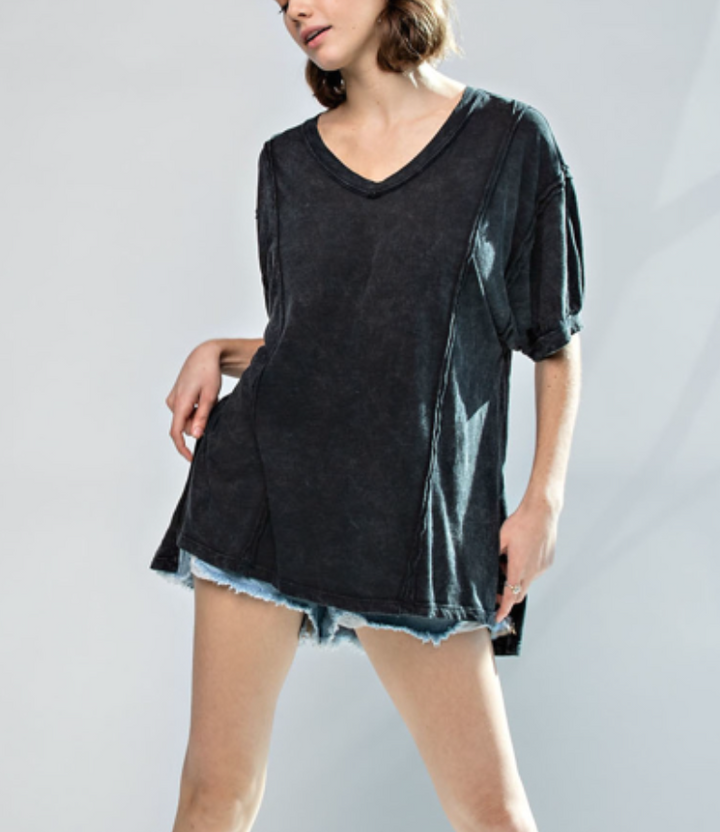 Rae Mode - MINERAL WASHED PUFF SLEEVE TOP