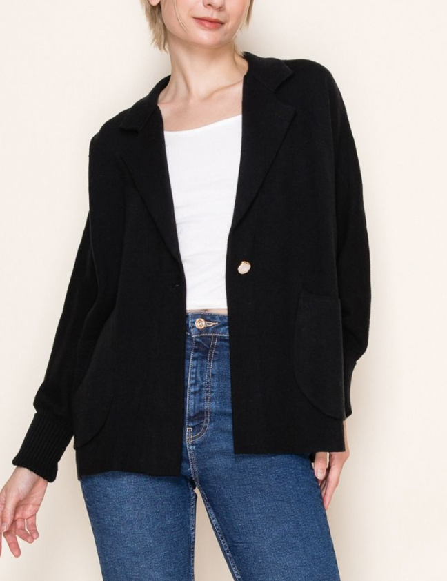 White Birch - Black Cardi Blazer