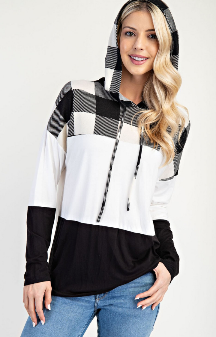Celeste - Plaid Color Block Hoodie