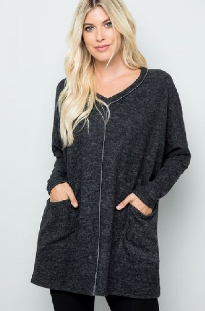 Celeste - Oversized V Neck Tunic with Pockets