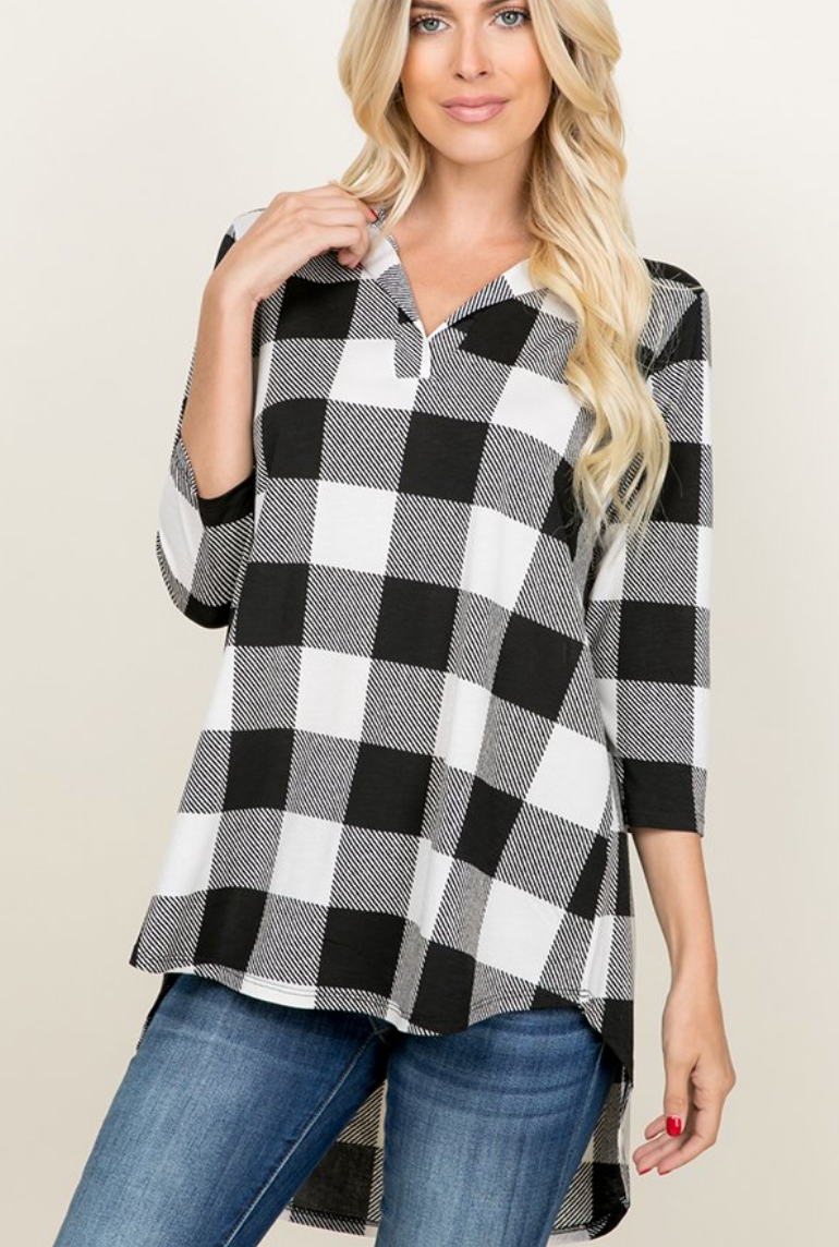 Heimish - Plaid Hi Low Tunic Top
