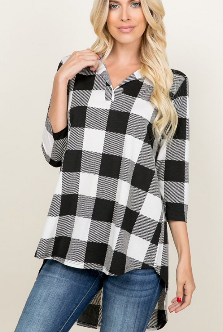 Heimish - Plaid Hi Low Tunic Top