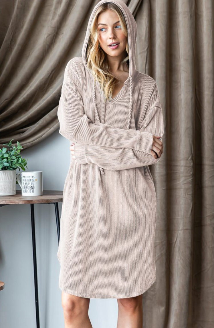 Heimish - Squiggly Ribbed Hoodie Dress