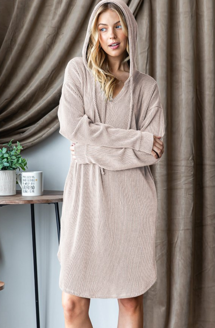 Heimish - Squiggly Ribbed Hoodie Dress