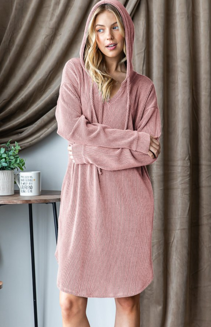 Heimish - Squiggly Ribbed Hoodie Dress