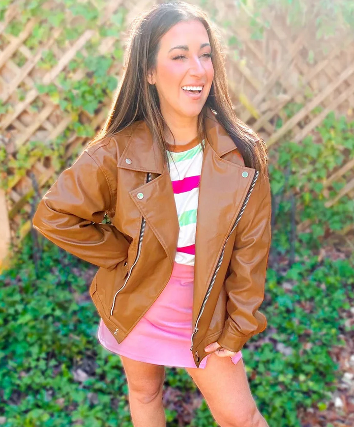 GCC - Ollie Oversized Vegan Leather Biker Jacket