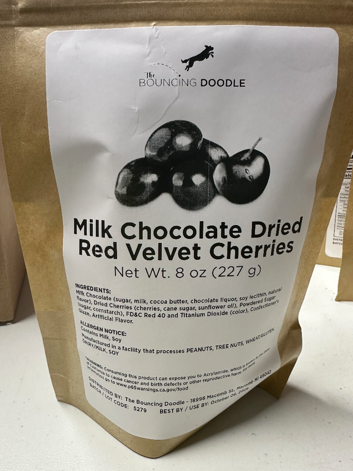 Milk Chocolate Dried Red Velvet Cherries