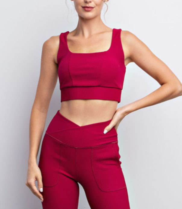 Rae Mode - Nylon Rib Square Neck Sports Bra