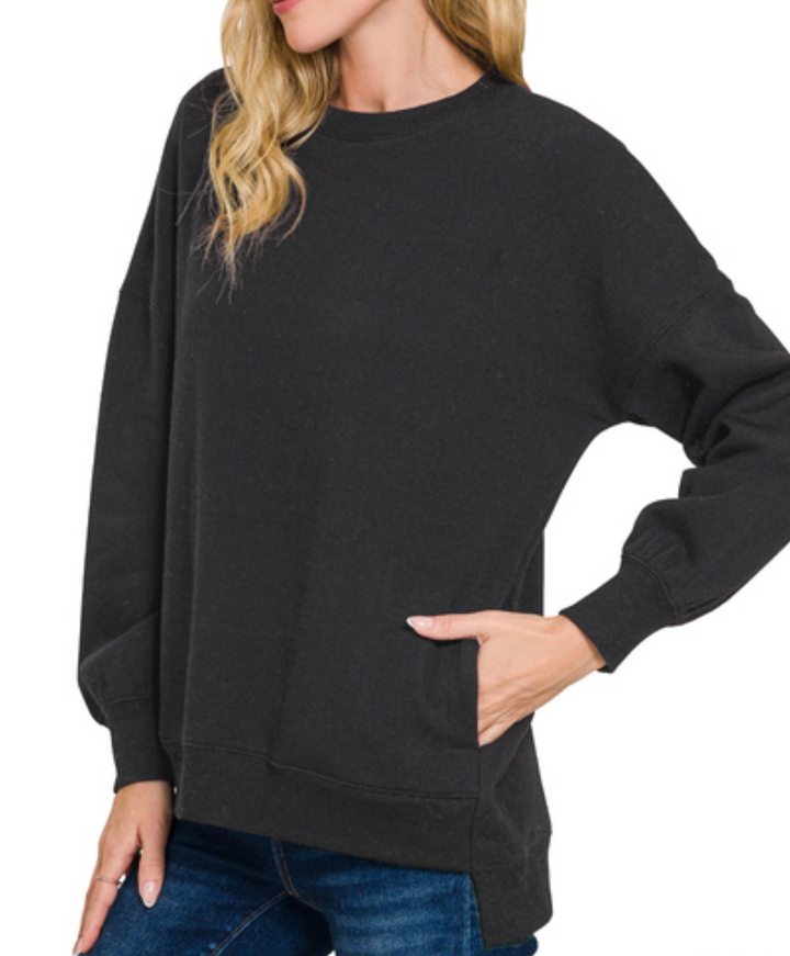 Zenana - Fleece Boyfriend Sweatshirt