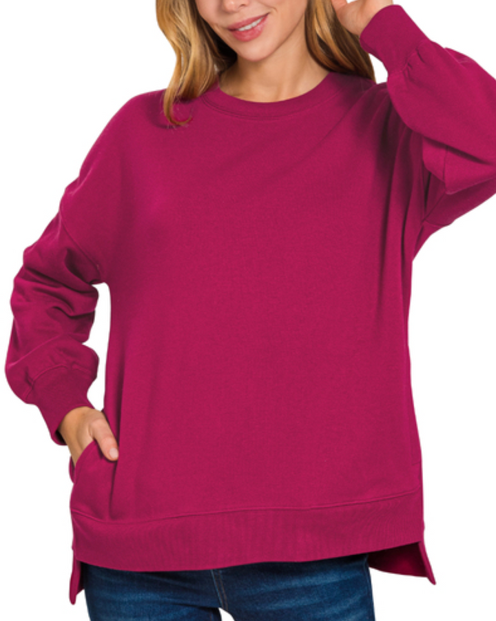 Zenana - Fleece Boyfriend Sweatshirt