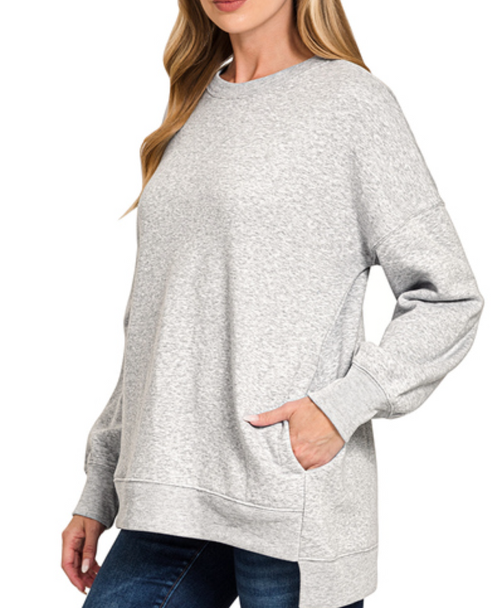 Zenana - Fleece Boyfriend Sweatshirt