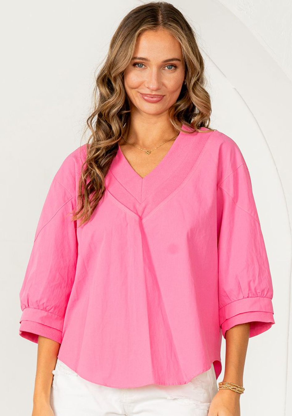 Sew in Love - 3/4 Sleeve V Neck Top