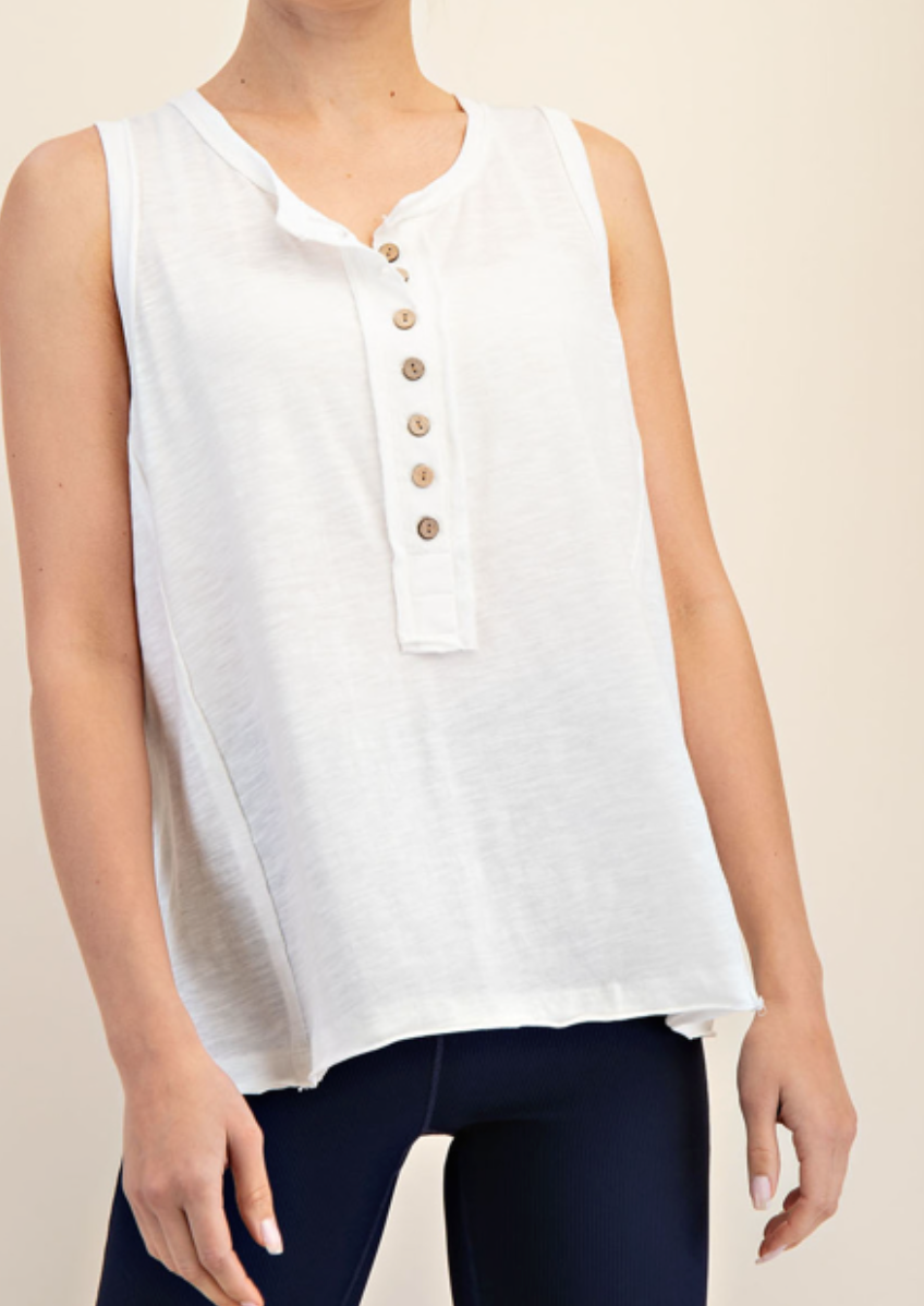 Rae Mode - Cotton Slub Henley Tank Top