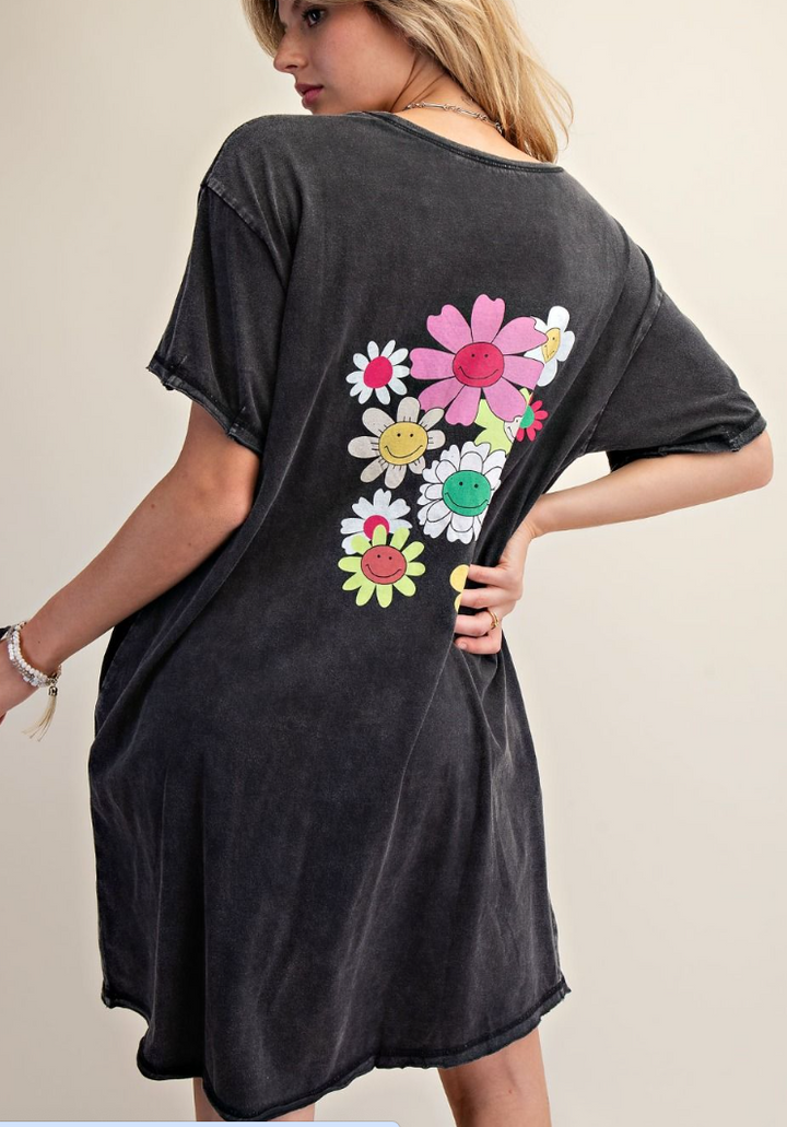 Easel - Smile Daisy Washed Dress