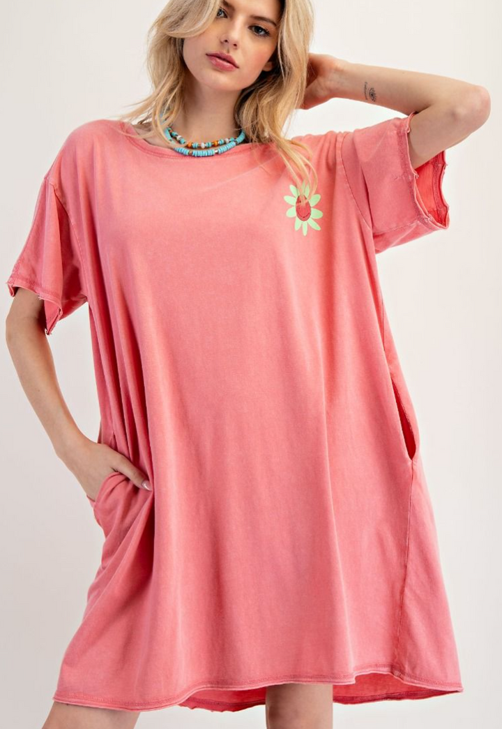 Easel - Smile Daisy Washed Dress