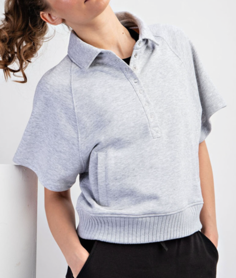 Rae Mode - French Terry Short Sleeve Top with Collar