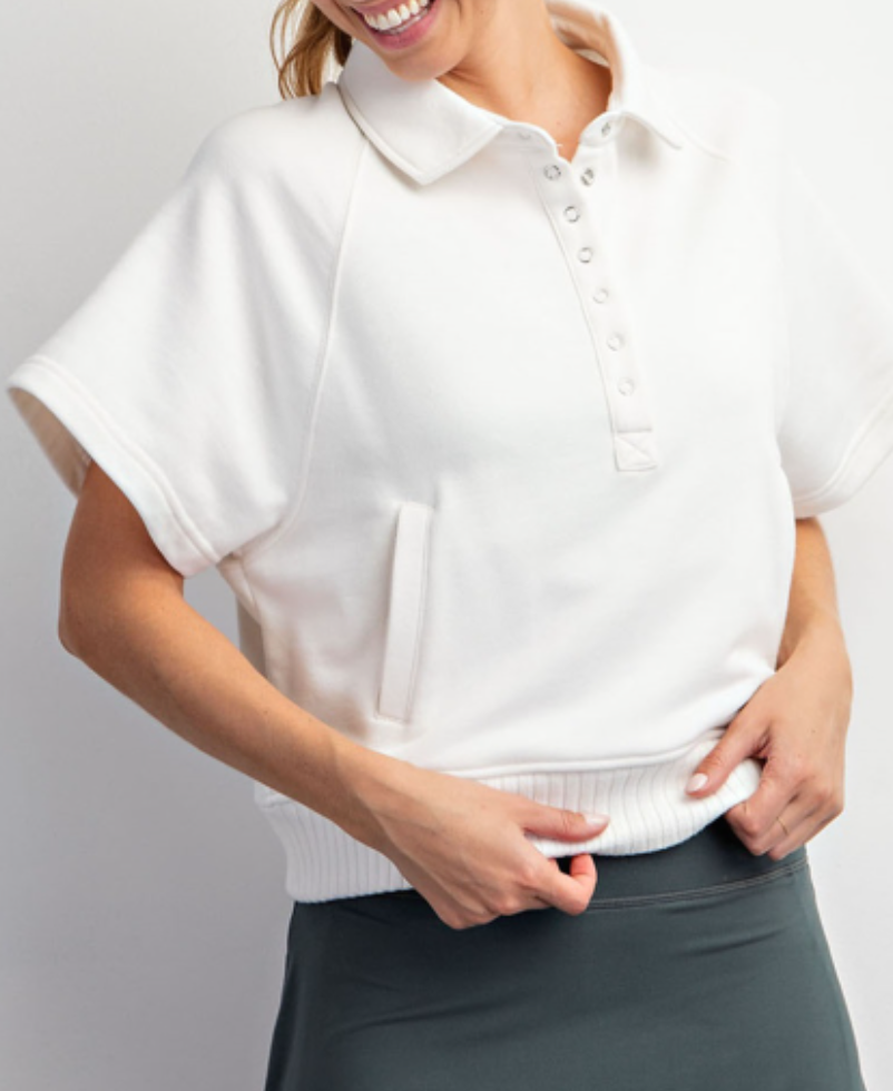 Rae Mode - French Terry Short Sleeve Top with Collar