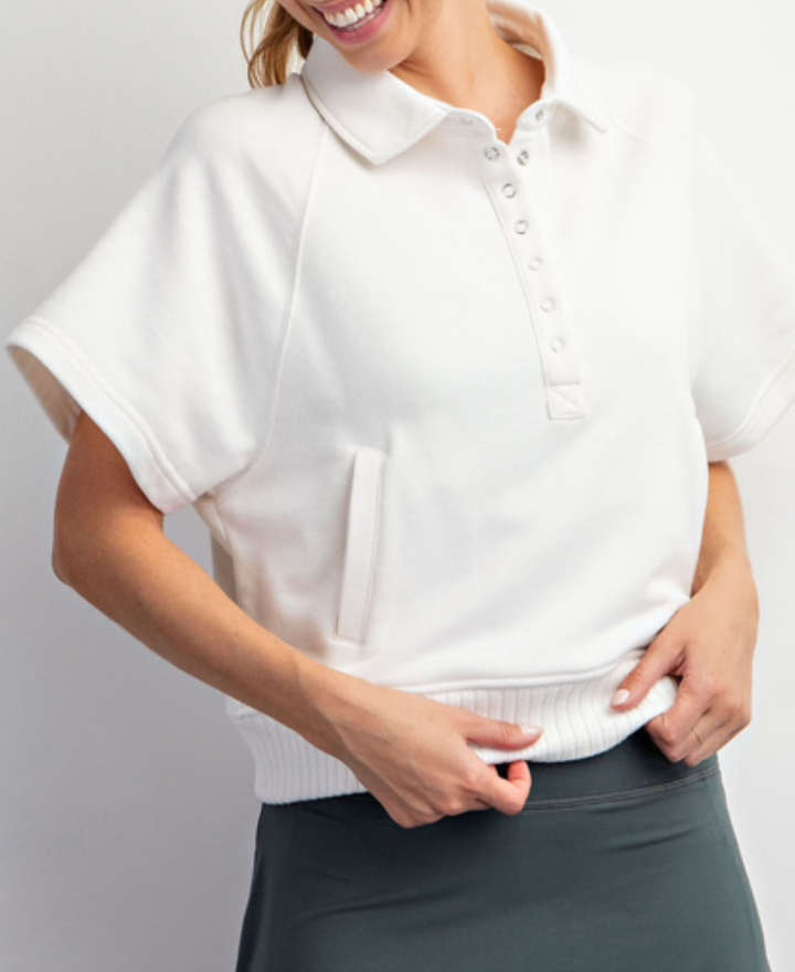 Rae Mode - French Terry Short Sleeve Top with Collar