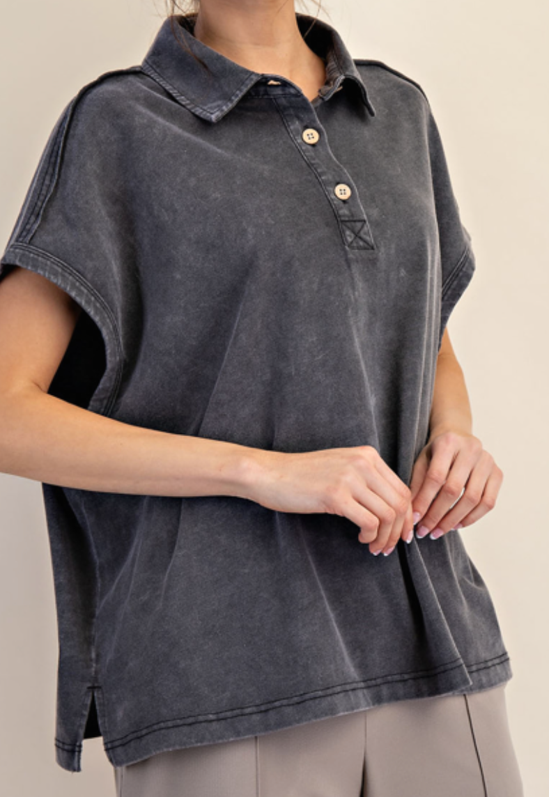 Rae Mode - Cotton Washed Polo Shirt