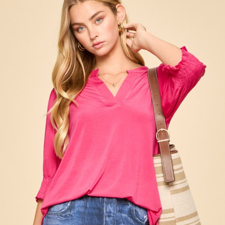 Dear Scarlett - Lizzy Smocked Sleeve Top
