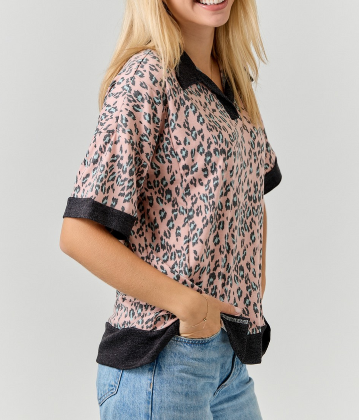 Celeste Box April - Cheetah Short Sleeve Top