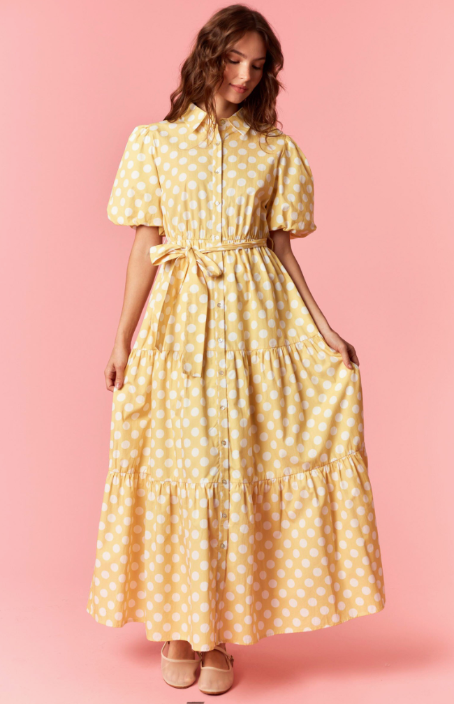 Peach Love - Yellow Polka Dot Maxi