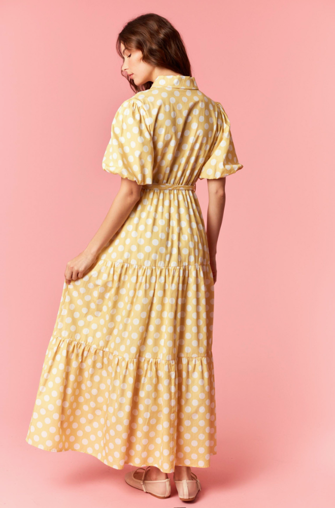 Peach Love - Yellow Polka Dot Maxi