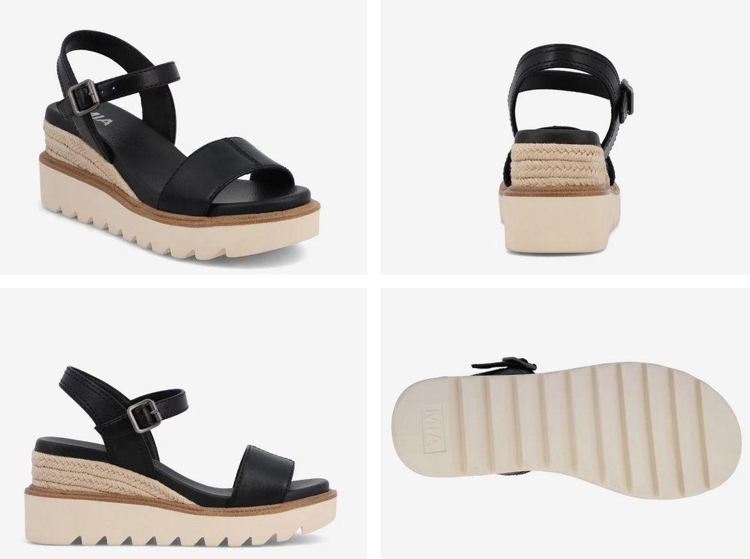 Mia - Black Wedge Sandal