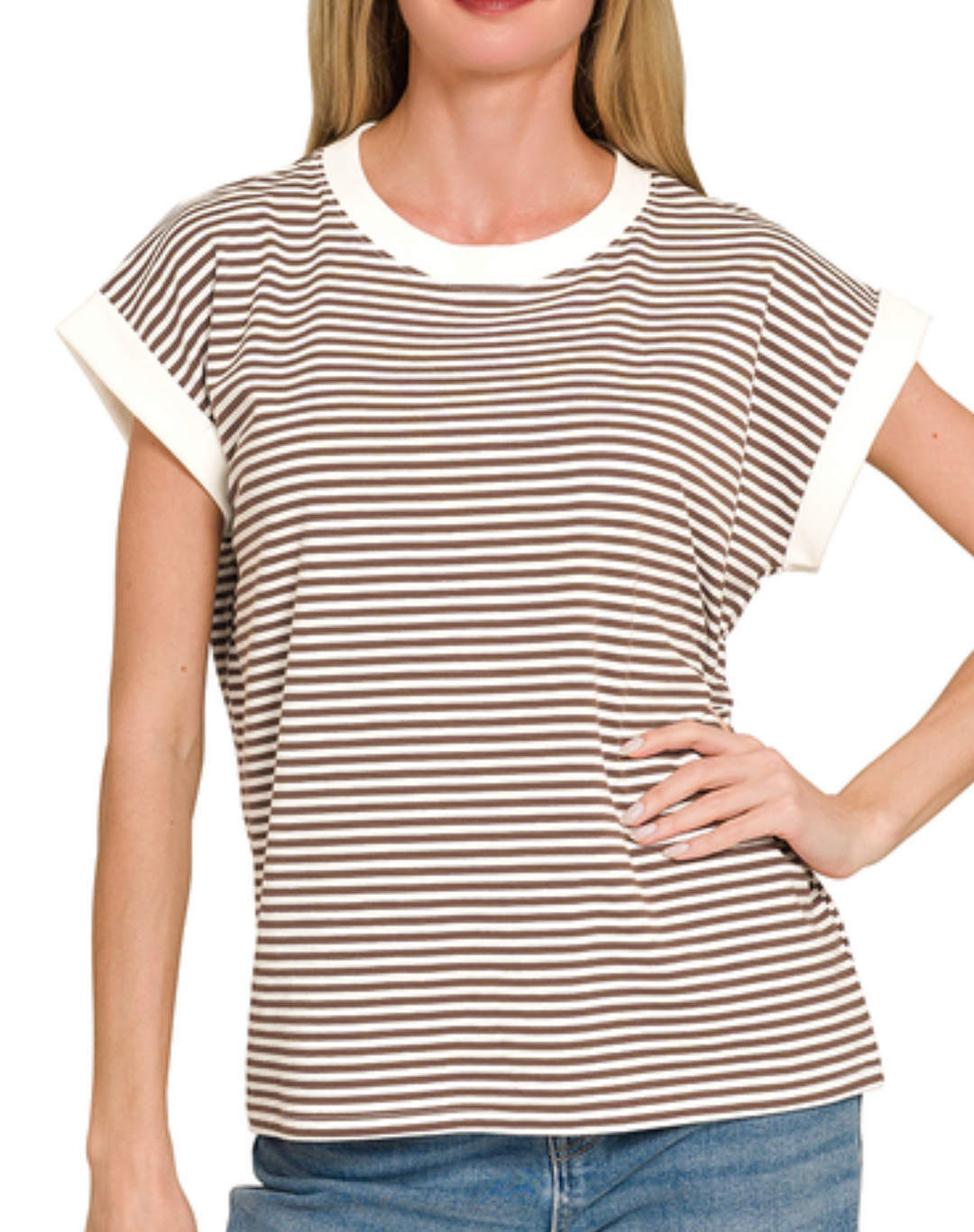 Zenana - Striped Short Sleeve Top
