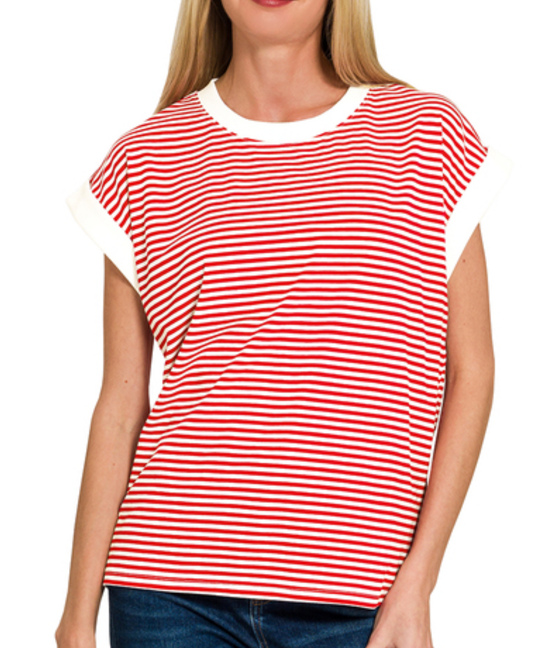Zenana - Striped Short Sleeve Top