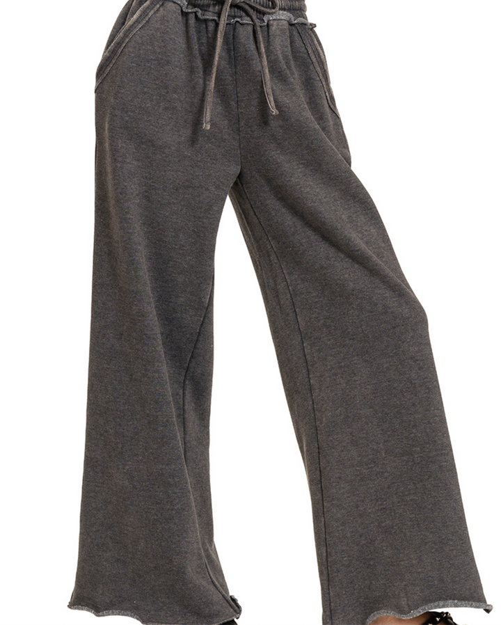 Zenana - Acid Wash Wide Leg Pants