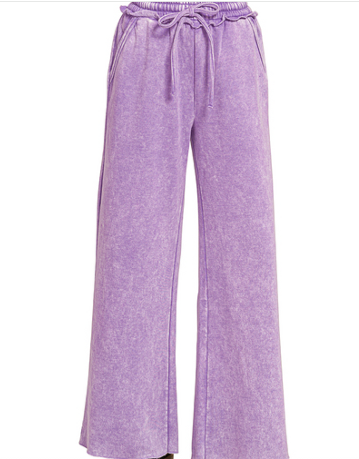 Zenana - Acid Wash Wide Leg Pants