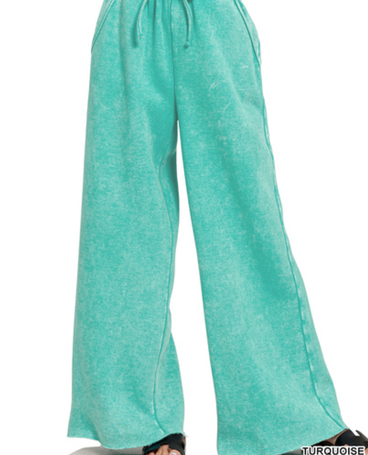 Zenana - Acid Wash Wide Leg Pants