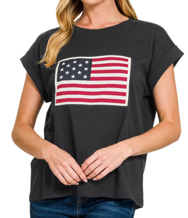 Zenana - Flag Patch Shirt
