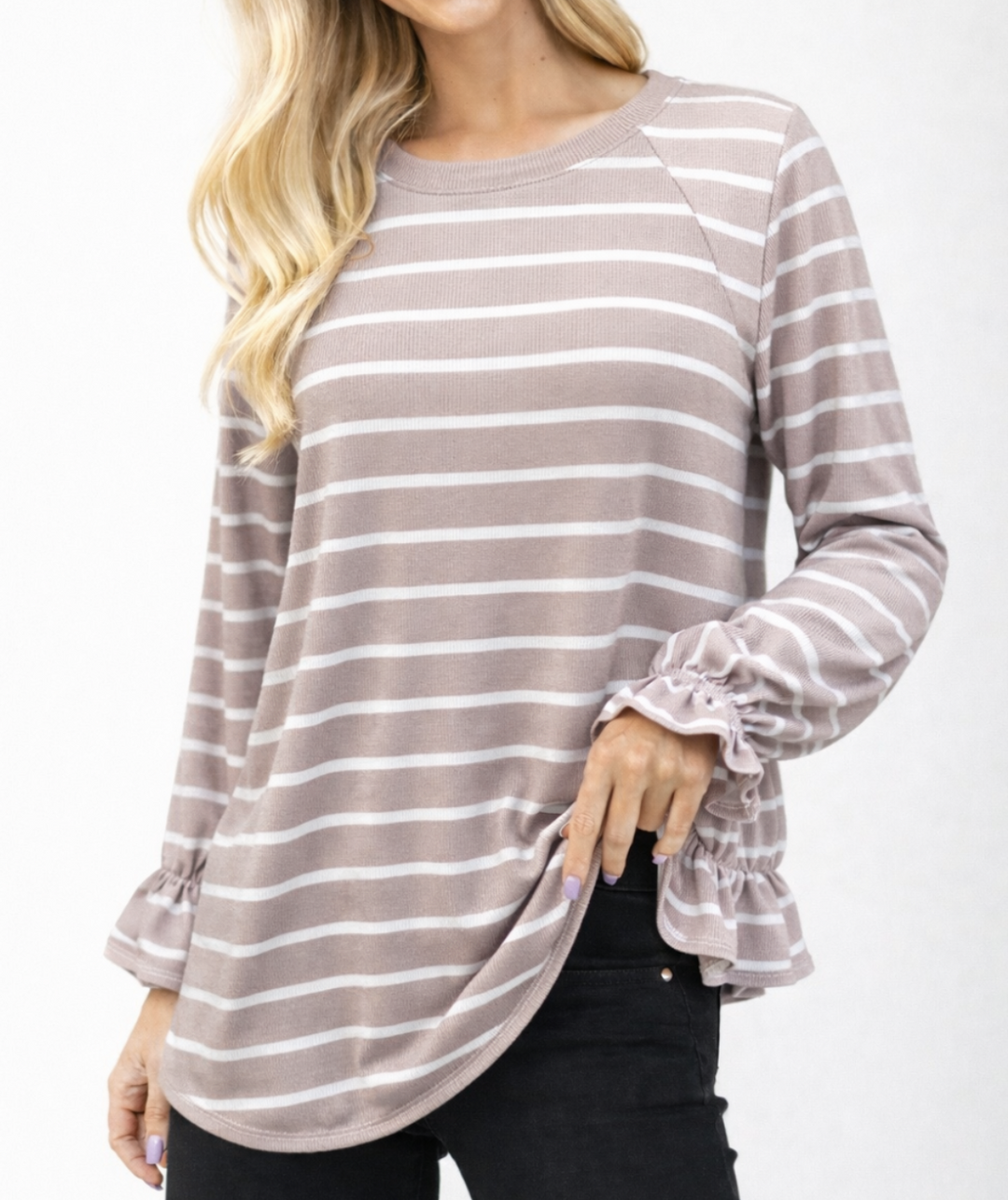 Celeste Box June - Mocha Stripe Top