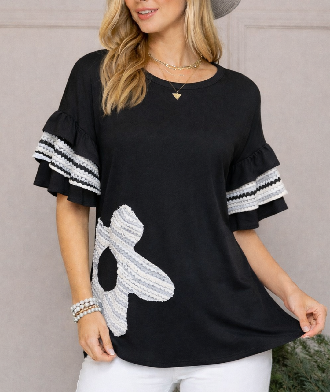 Celeste Box June - Black Flower Top