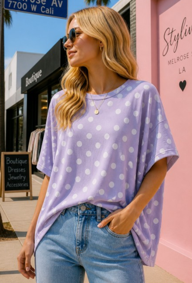 Stylive - Cotton Polka Dot Top