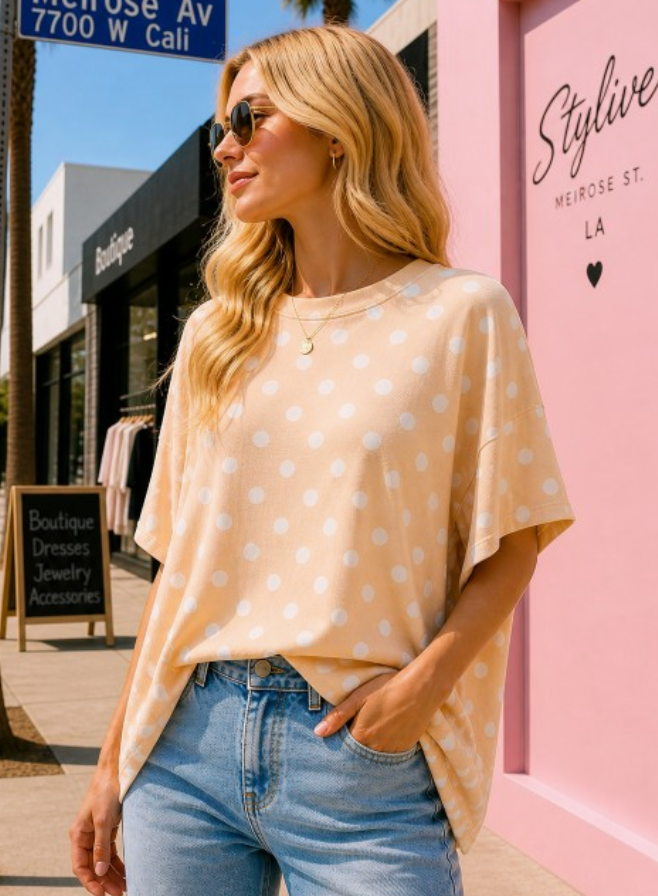 Stylive - Cotton Polka Dot Top